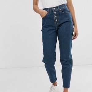 Levi’s Mom Jean, Exposed Buttons, Dark Blue